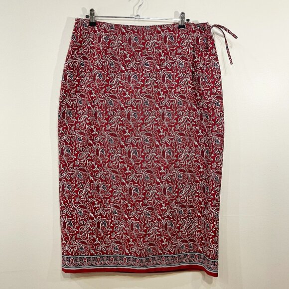 Like New VTG 100% Cotton Paisley Wrap Midi Skirt 16W, 1X fit - Picture 1 of 6